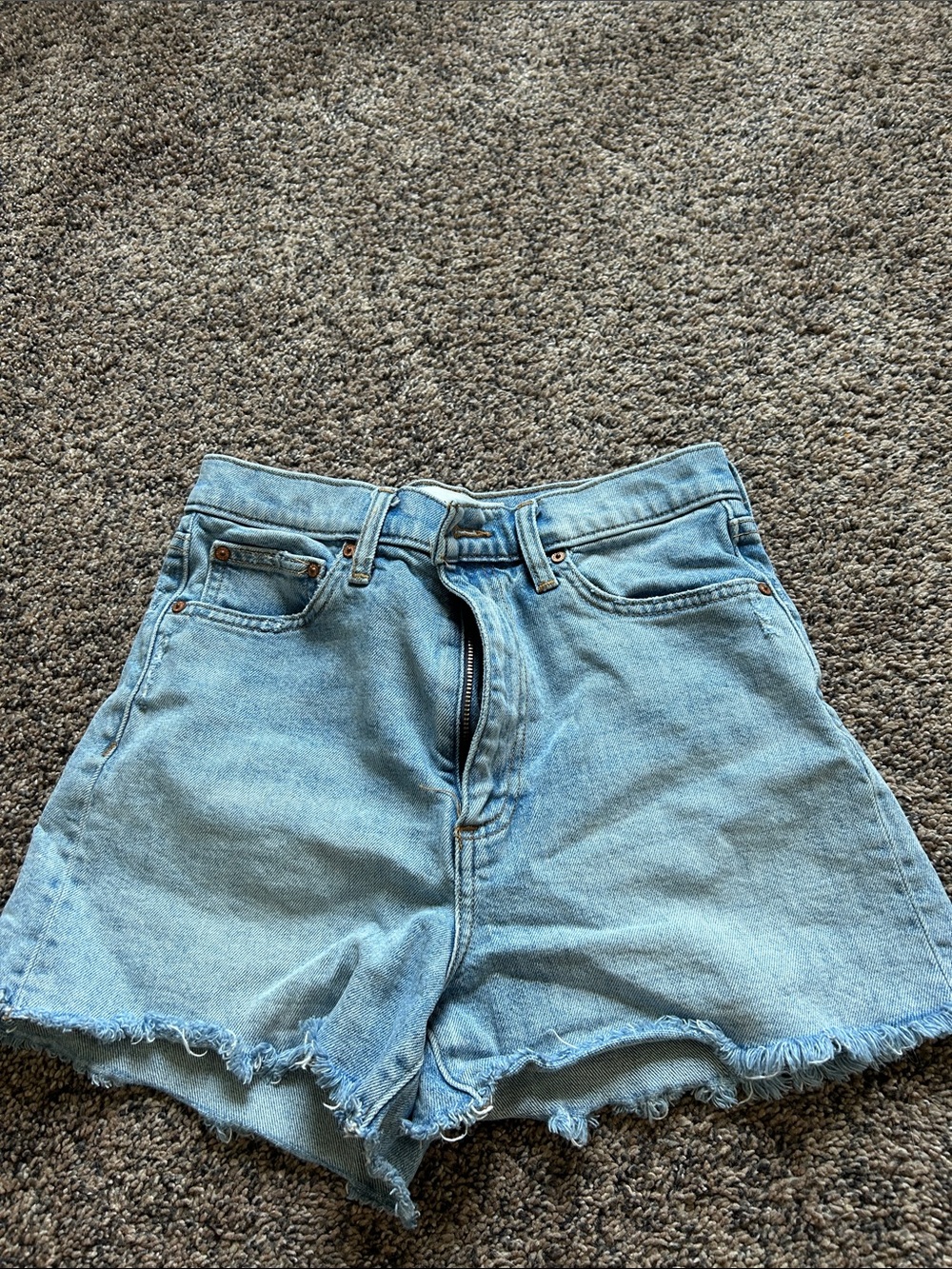 Denim Forum Light Blue High-Rise Cutoff Jean Shorts